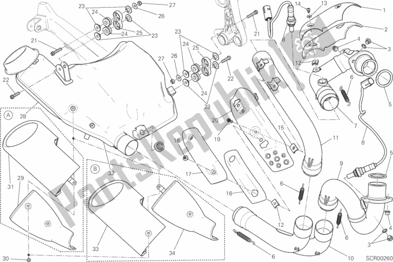Tutte le parti per il Impianto Di Scarico del Ducati Scrambler Urban Enduro Thailand 803 2017 Tutte le parti per il Impianto Di Scarico del Ducati Scrambler Urban Enduro Thailand 803 2017